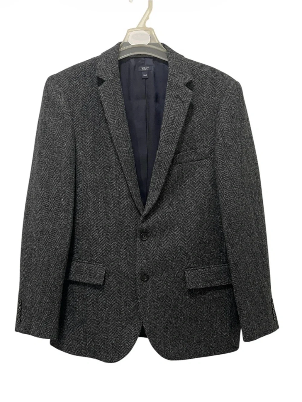 J Crew Charcoal Black Herringbone English Wool Ludlow Jacket Yorkshire Tweed 40R